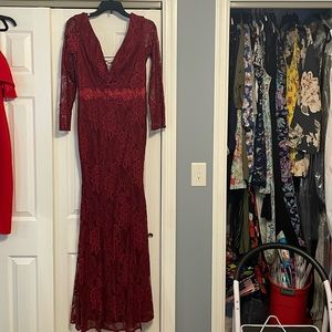 Burgundy Long Sleeve Gown